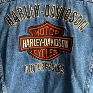 Harley Davidson Jean Jacket with patches.